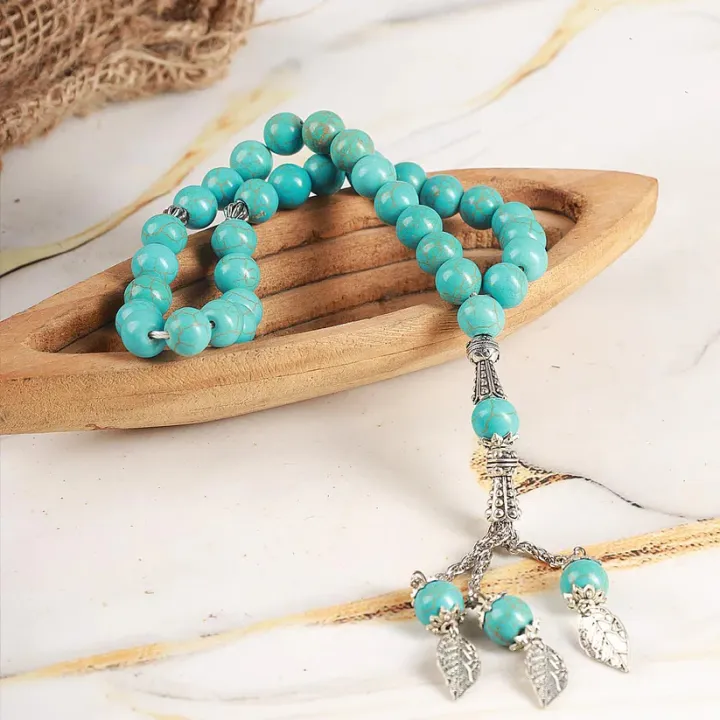 Natural blue Feroza Stone Tasbeeh 33 beads. - Image 2