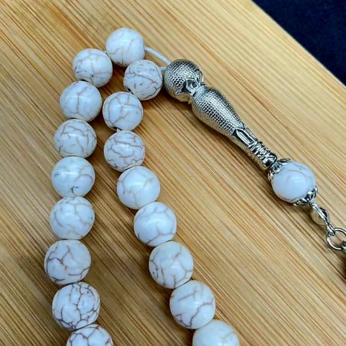 White high quality Irani Feroza stone tasbeeh ( Turquoise) beads 33. - Image 10