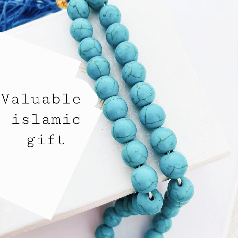 Natural blue Feroza Stone Tasbeeh 33 beads. - Image 4