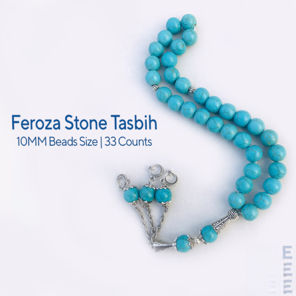 Natural blue Feroza Stone Tasbeeh 33 beads.