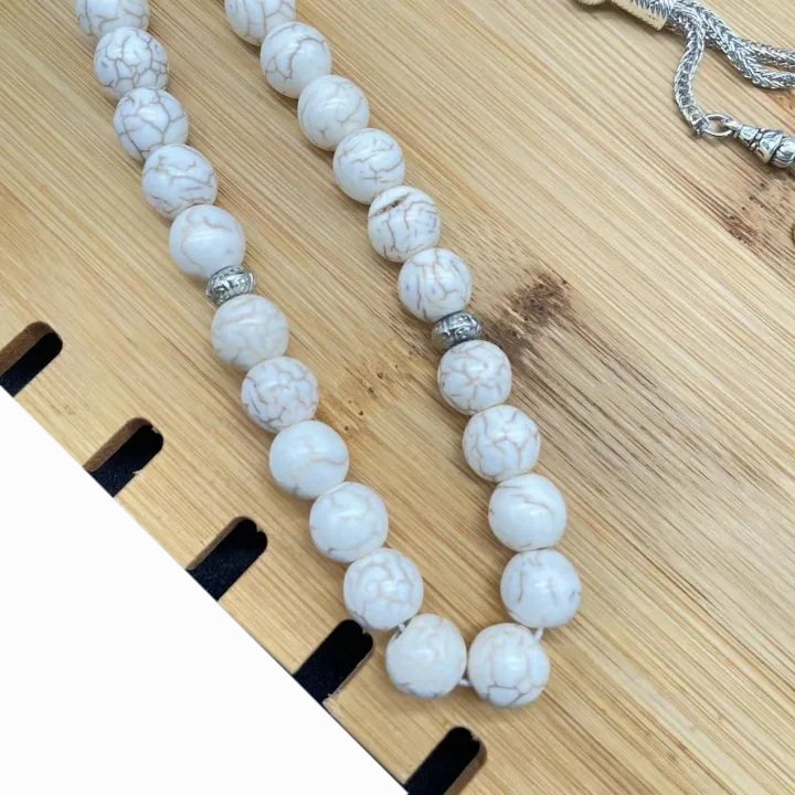 White high quality Irani Feroza stone tasbeeh ( Turquoise) beads 33. - Image 2