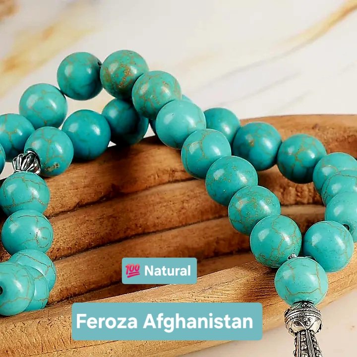 Natural blue Feroza Stone Tasbeeh 33 beads. - Image 9