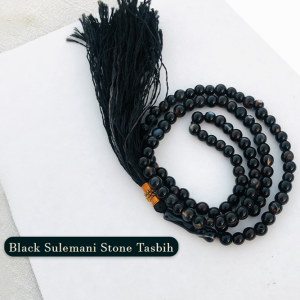 Natural Black Suliemani Aqeeq Tasbeeh 99 Beads,