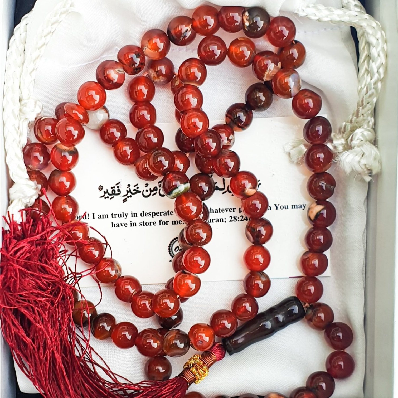 Natural yamani sulemani red Agate Stone 99 Beads - Image 6