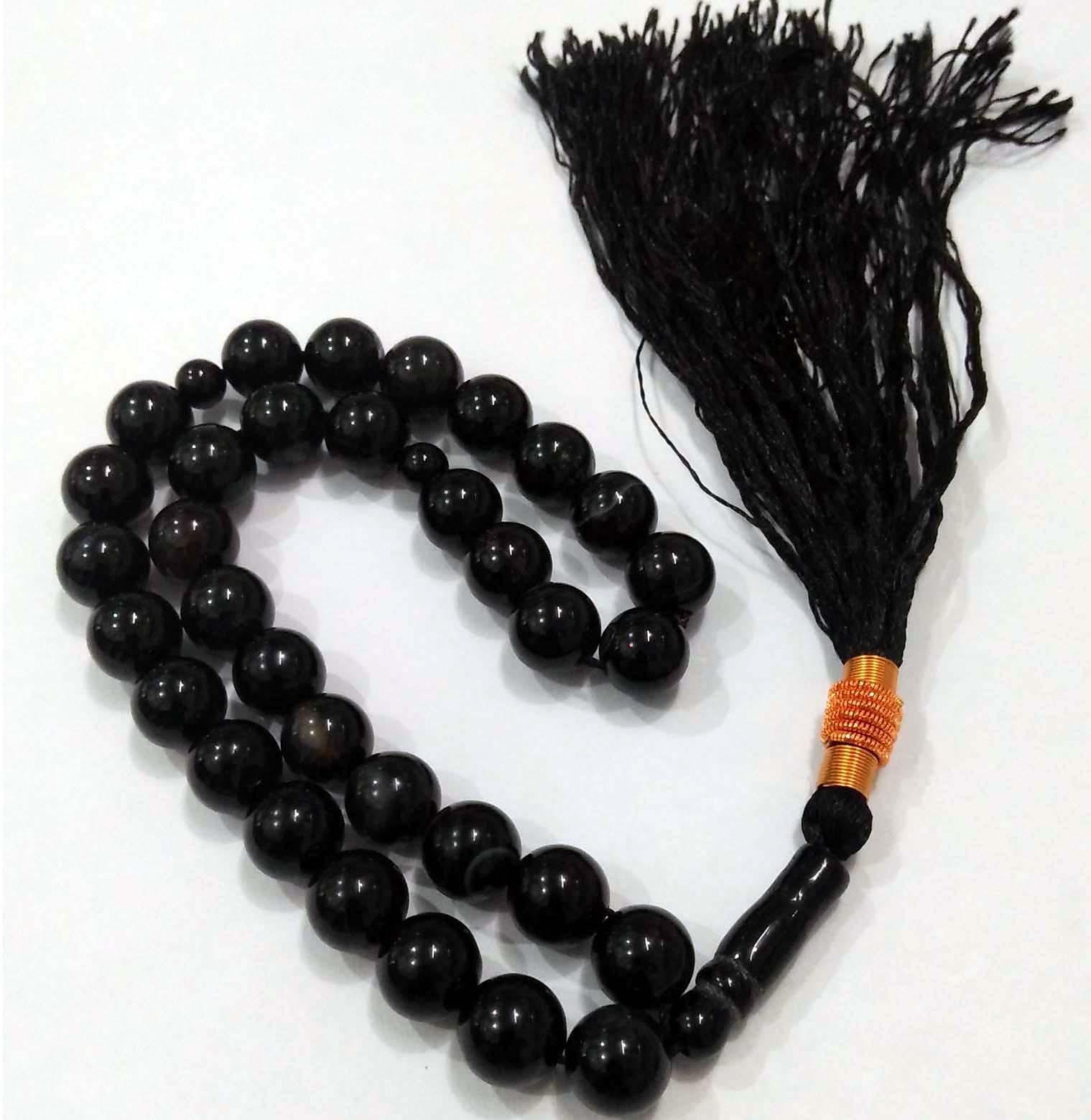 Natural  sulemani Black Agate Stone 33 Beads