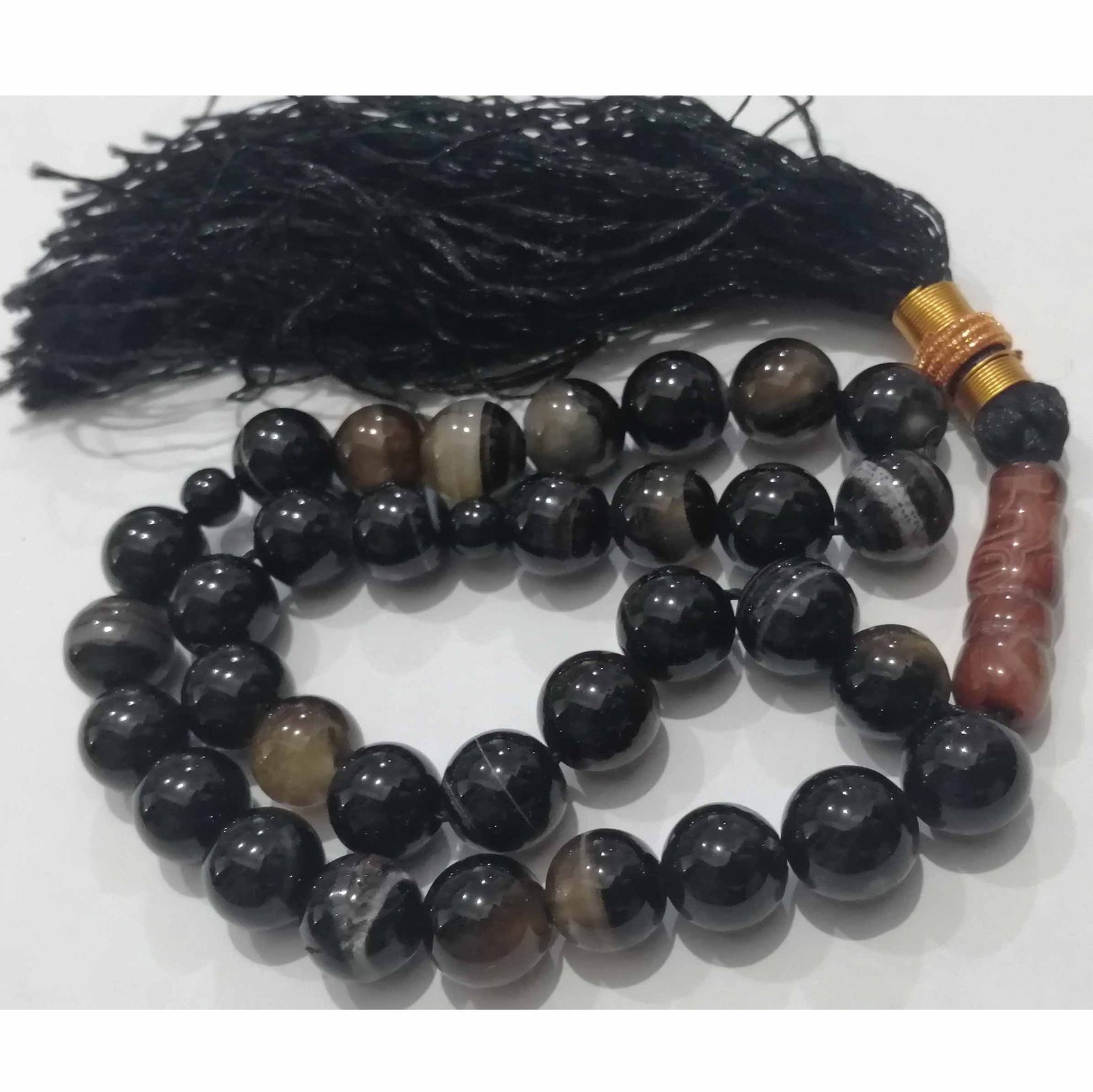 Natural sulemani Black Agate Stone 33 Beads - Image 7