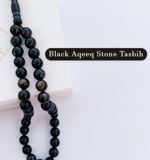 Natural Black Marble Stone 33 beads