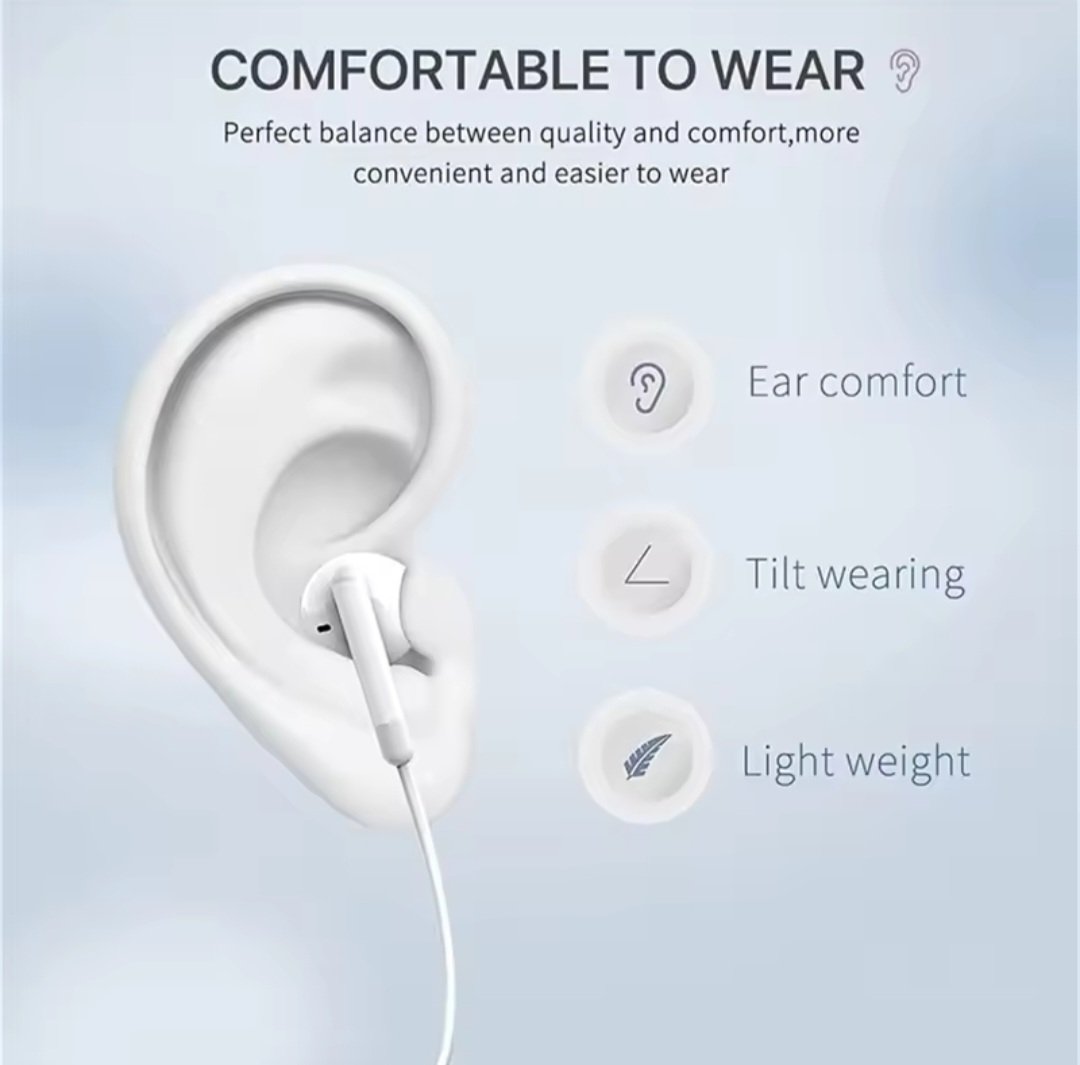 Wired Earbuds with Mic, 3.5mm jack White. - Image 4