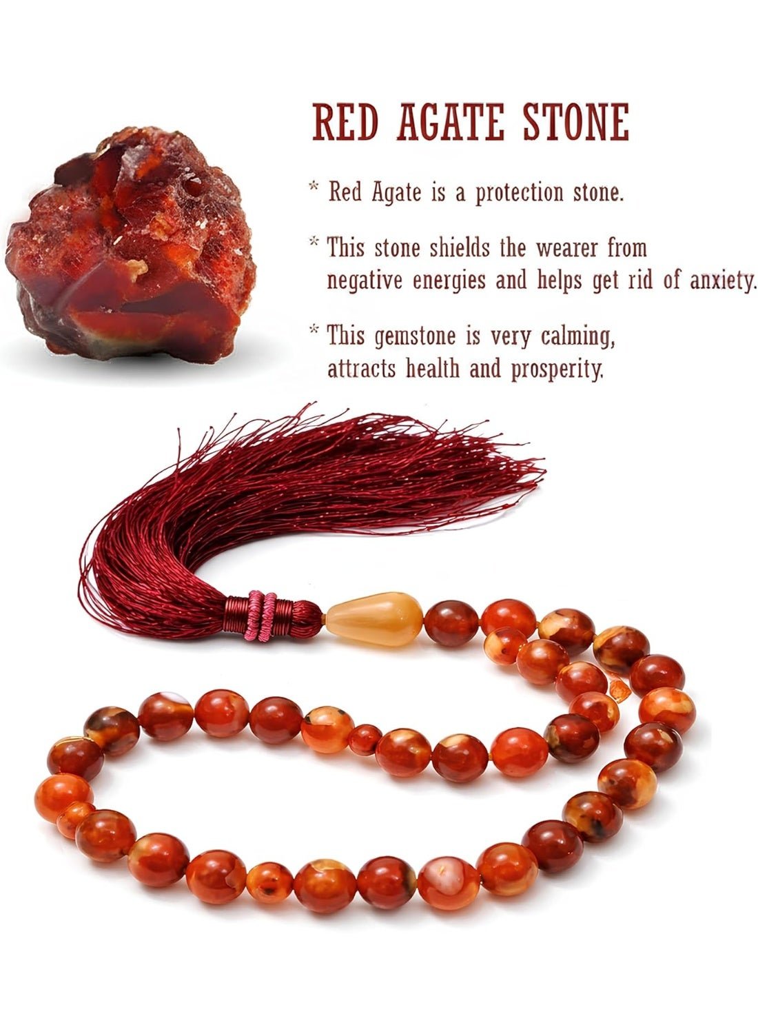 Natural Aqeeq 33 Beads Tasbih - Image 3