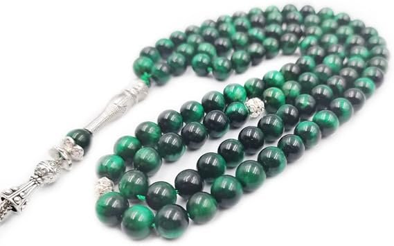 Green Tiger Eye Stone 99 Beads Tasbih - Image 3