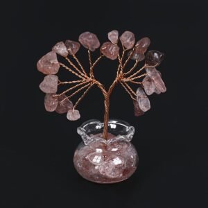 🍓 Strawberry Stone Money Tree – Attract Luck, Success & Happiness
