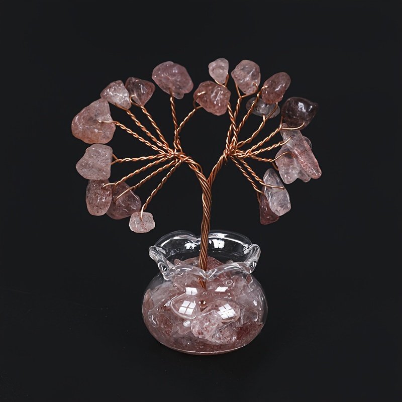 🍓 Strawberry Stone Money Tree – Attract Luck, Success & Happiness