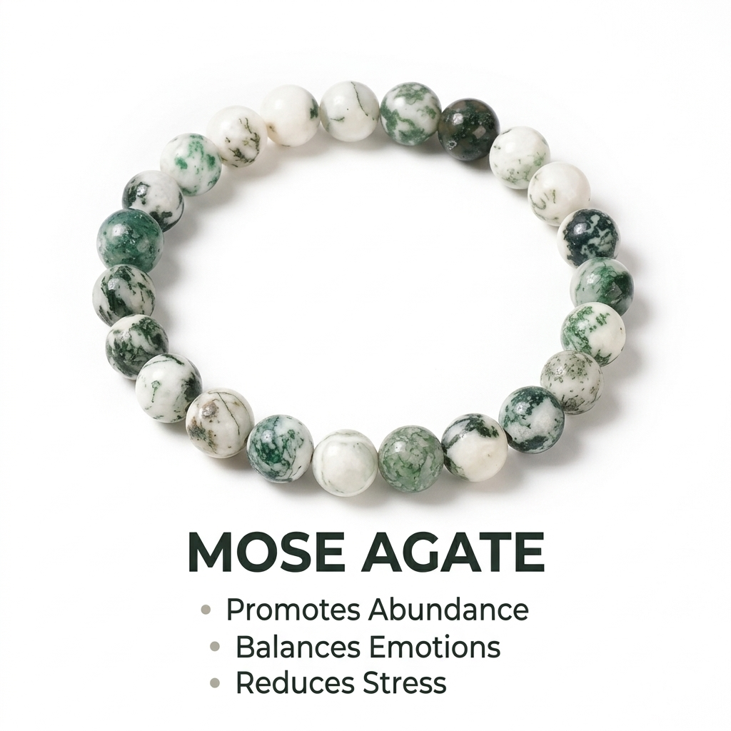 Chic Moss Agate Bracelet – Meditation, Calm & Positive Vibes - Image 2