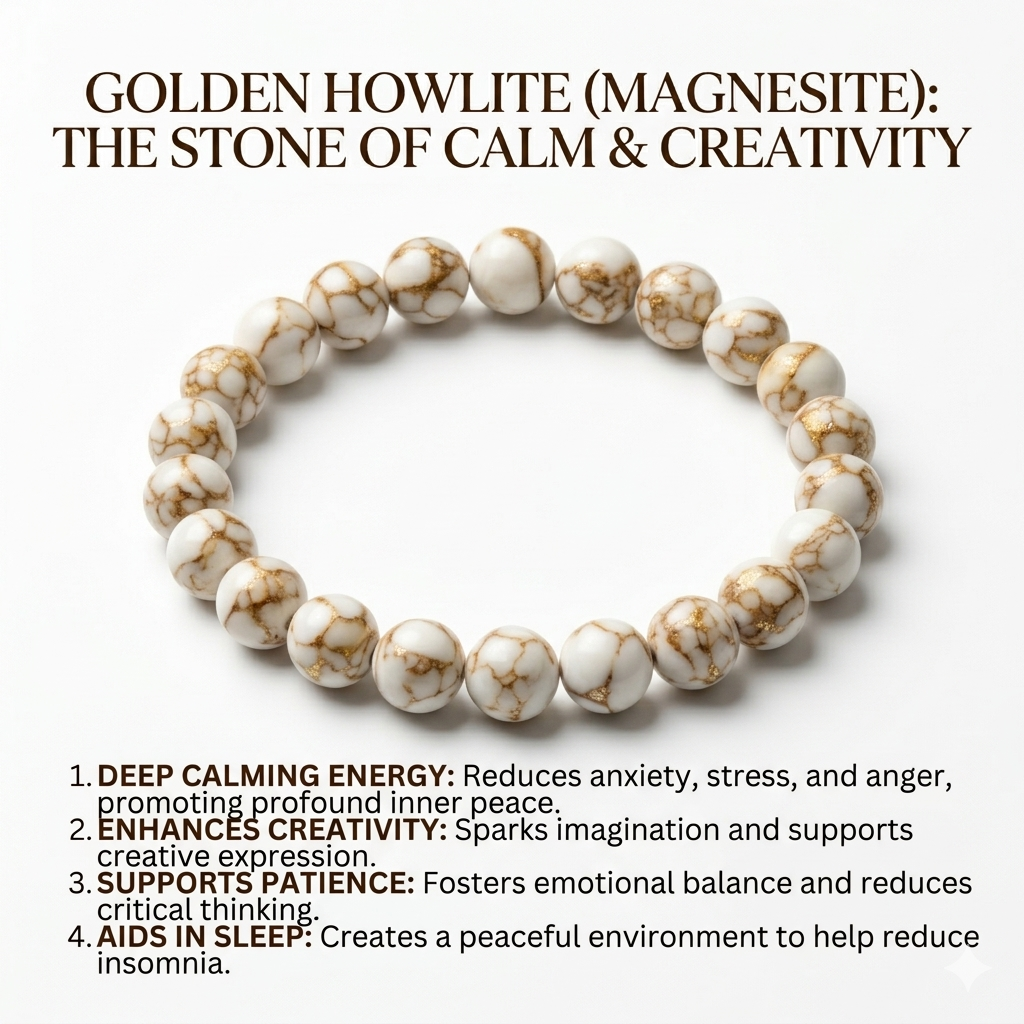 Golden Howlite Stone Bracelet Healing & Stylish Jewelry - Image 5