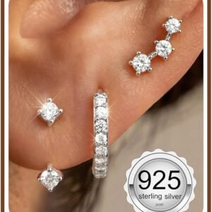 Silver Gold Earrings Set