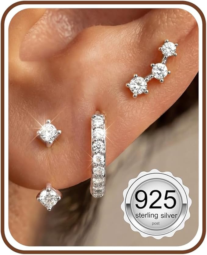 Silver Gold Earrings Set