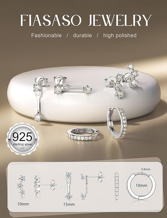 Silver Gold Earrings Set - Image 3