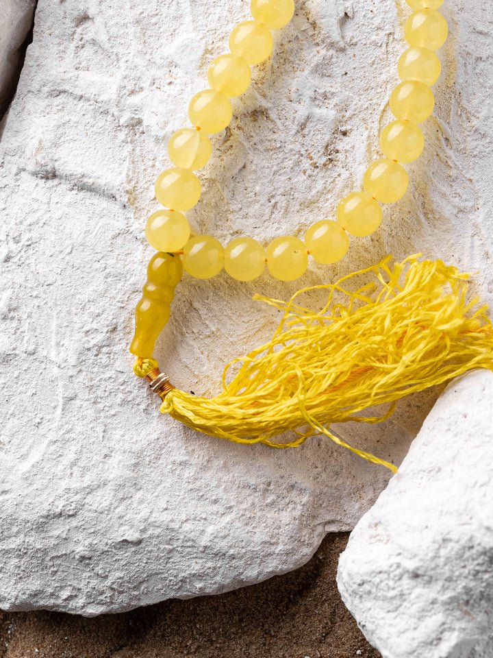 Beautiful Yellow Jade Misbaha – High-Quality Tasbih for Daily Dhikr - Image 3