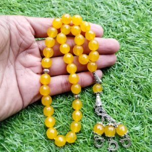 Elegant Yellow Agate Stone Tasbeeh – Handmade Misbaha / Tasbih