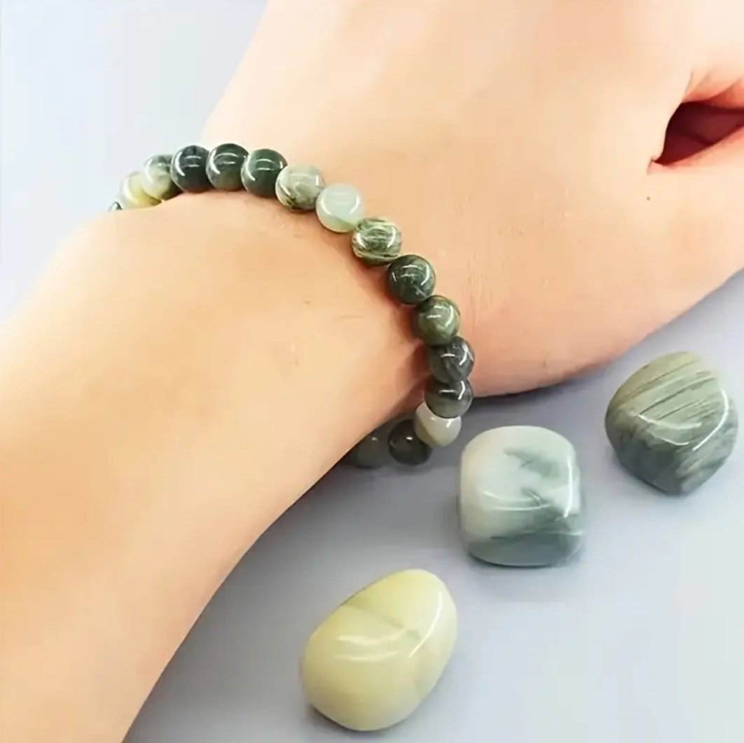 Chic Moss Agate Bracelet – Meditation, Calm & Positive Vibes - Image 6