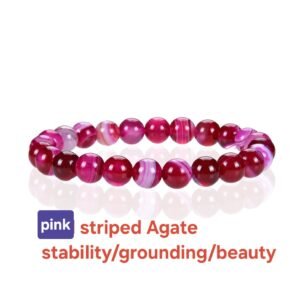 Luxury Pink Striped Agate Bracelet (Treated) – Real Crystal Healing Jewelry