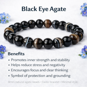 Unisex Black Eye Agate Bracelet – Daily Wear Healing Crystal