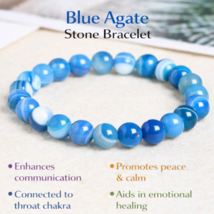 Treated Blue Striped Agate Bracelet – Balance & Stylish Healing Jewelry