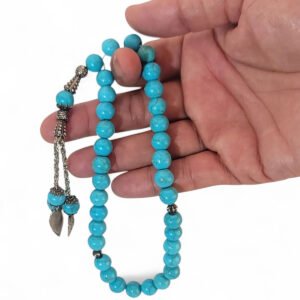 “Premium Blue Feroza Synthetic Tasbih – Smooth & Durable Prayer Beads”