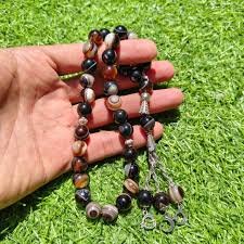 Elegant Purple Striped Agate Stone Tasbeeh – Handmade Misbaha / Tasbih - Image 2