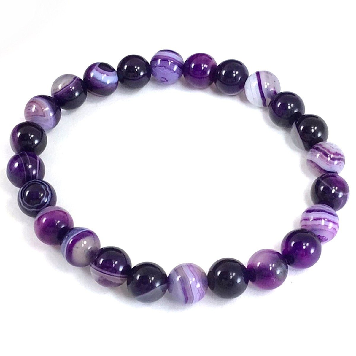 Boho Purple Striped Agate Bracelet – Colorful Natural Stone Jewelry - Image 6