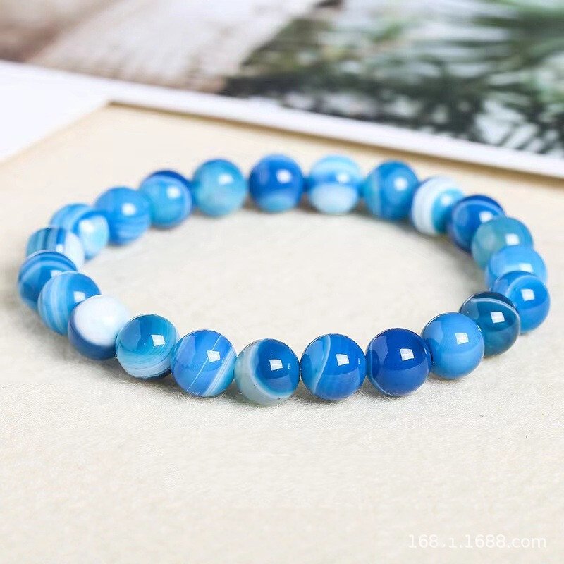 Treated Blue Striped Agate Bracelet – Balance & Stylish Healing Jewelry - Image 4