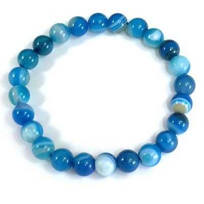 Treated Blue Striped Agate Bracelet – Balance & Stylish Healing Jewelry - Image 3