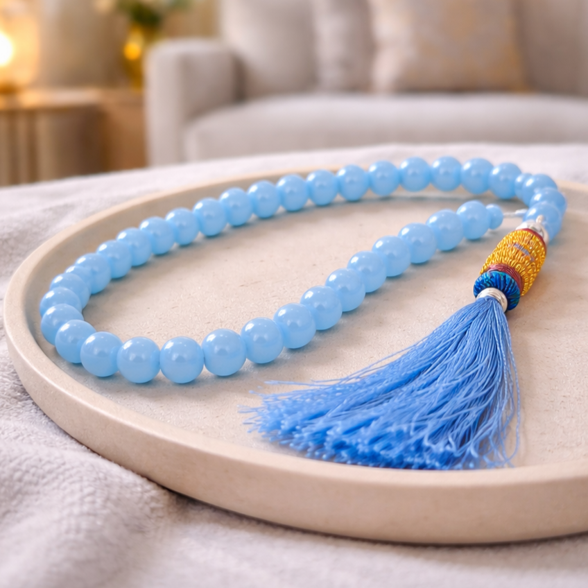 Blue Jade Tasbeeh 33 Beads – Elegant Spiritual Prayer Beads 💙✨ - Image 2