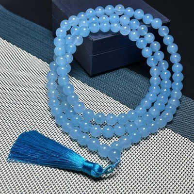 Natural Blue Jade Tasbeeh (99 Beads) – Calm & Peaceful Prayer Mala 💙 - Image 3