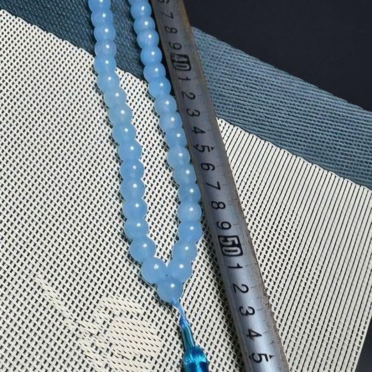 Natural Blue Jade Tasbeeh (99 Beads) – Calm & Peaceful Prayer Mala 💙 - Image 4