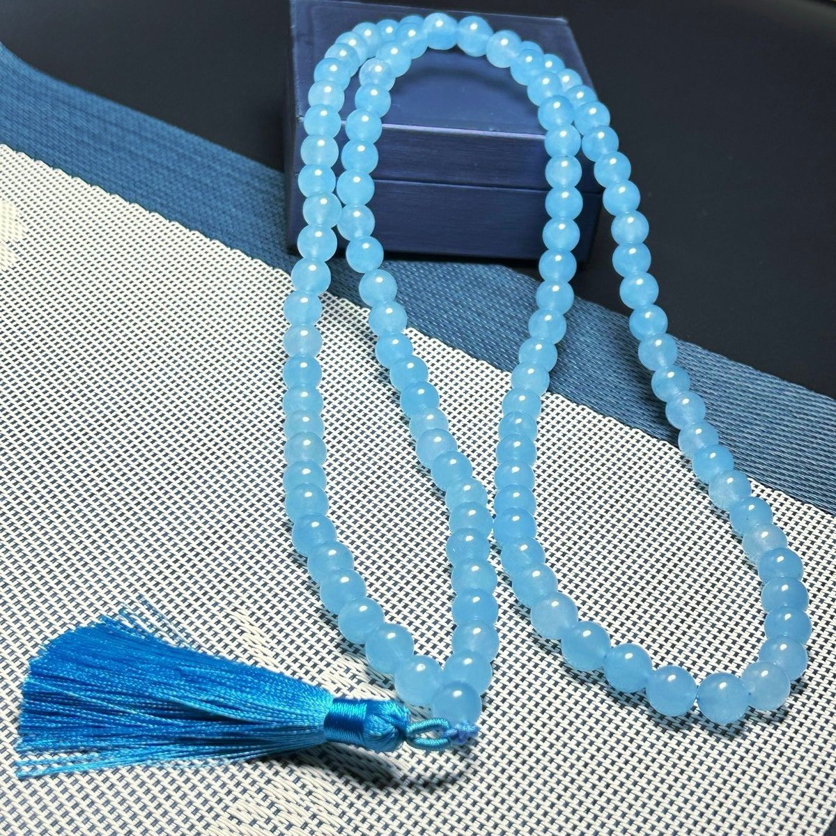 Natural Blue Jade Tasbeeh (99 Beads) – Calm & Peaceful Prayer Mala 💙
