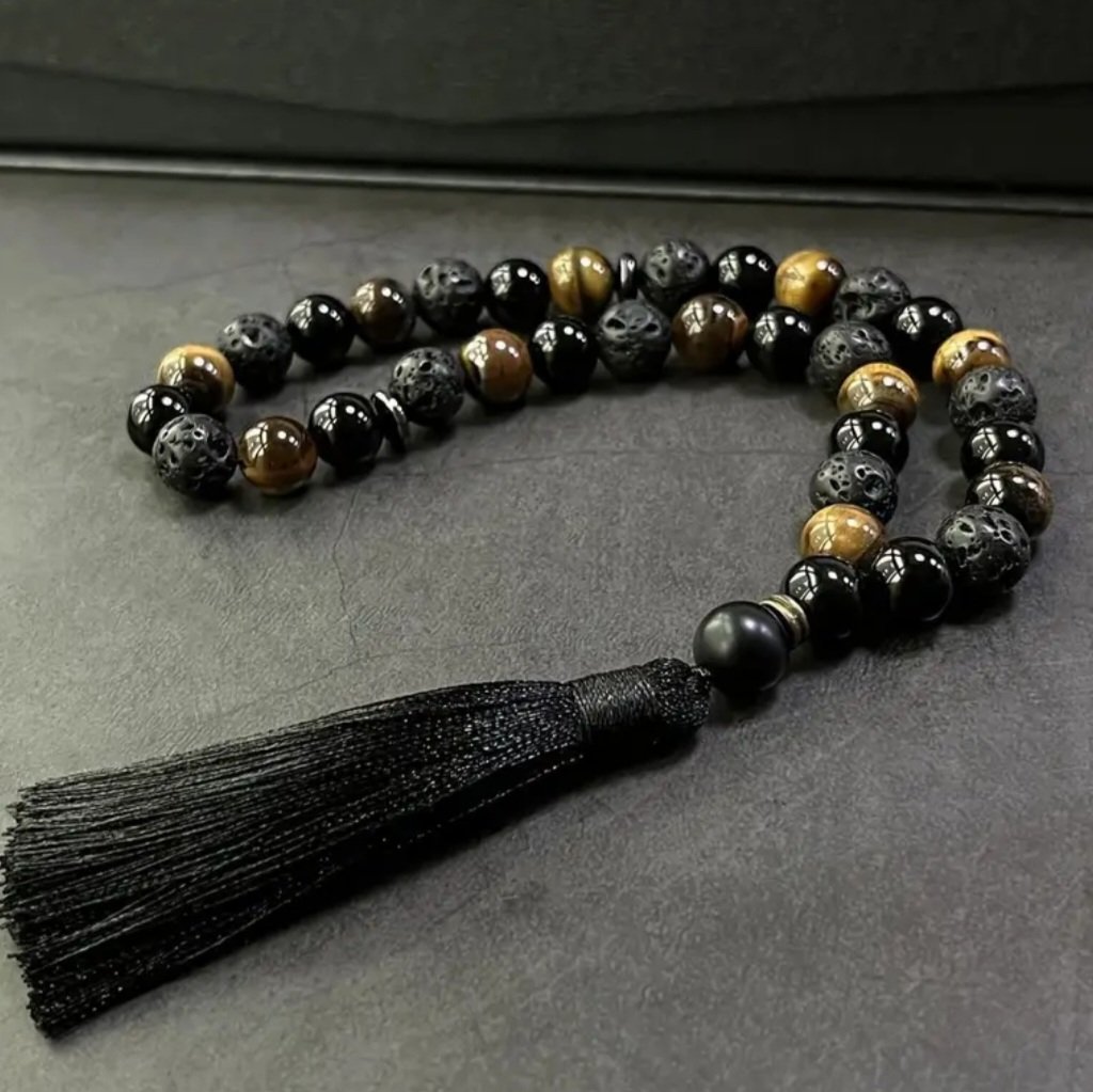 Elegant 33 Beads Tasbeeh – Lava Stone + Tiger Eye + Black Onyx Spiritual Mala 🕌 - Image 2