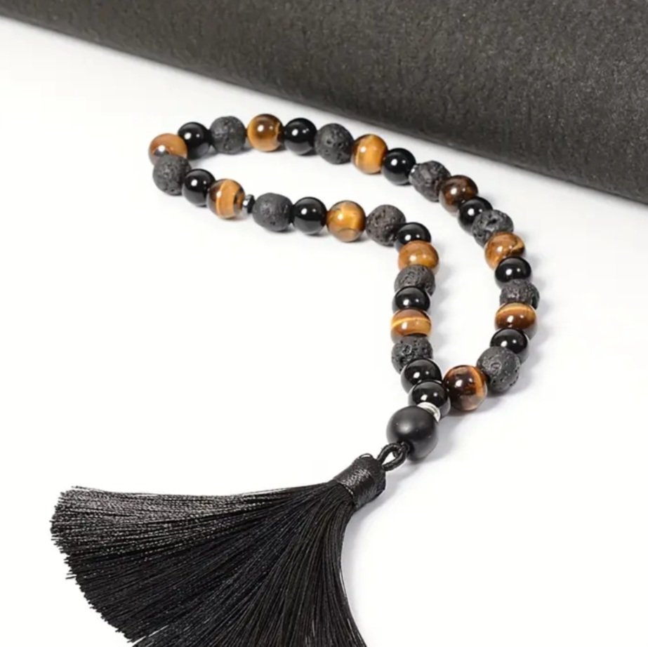 Elegant 33 Beads Tasbeeh – Lava Stone + Tiger Eye + Black Onyx Spiritual Mala 🕌 - Image 5