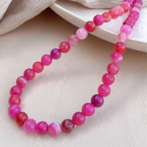 Pink Striped Agate Charm Necklace – Positive Energy & Beauty