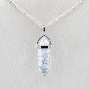 “Howlite Pendant – Calming White Stone Necklace”