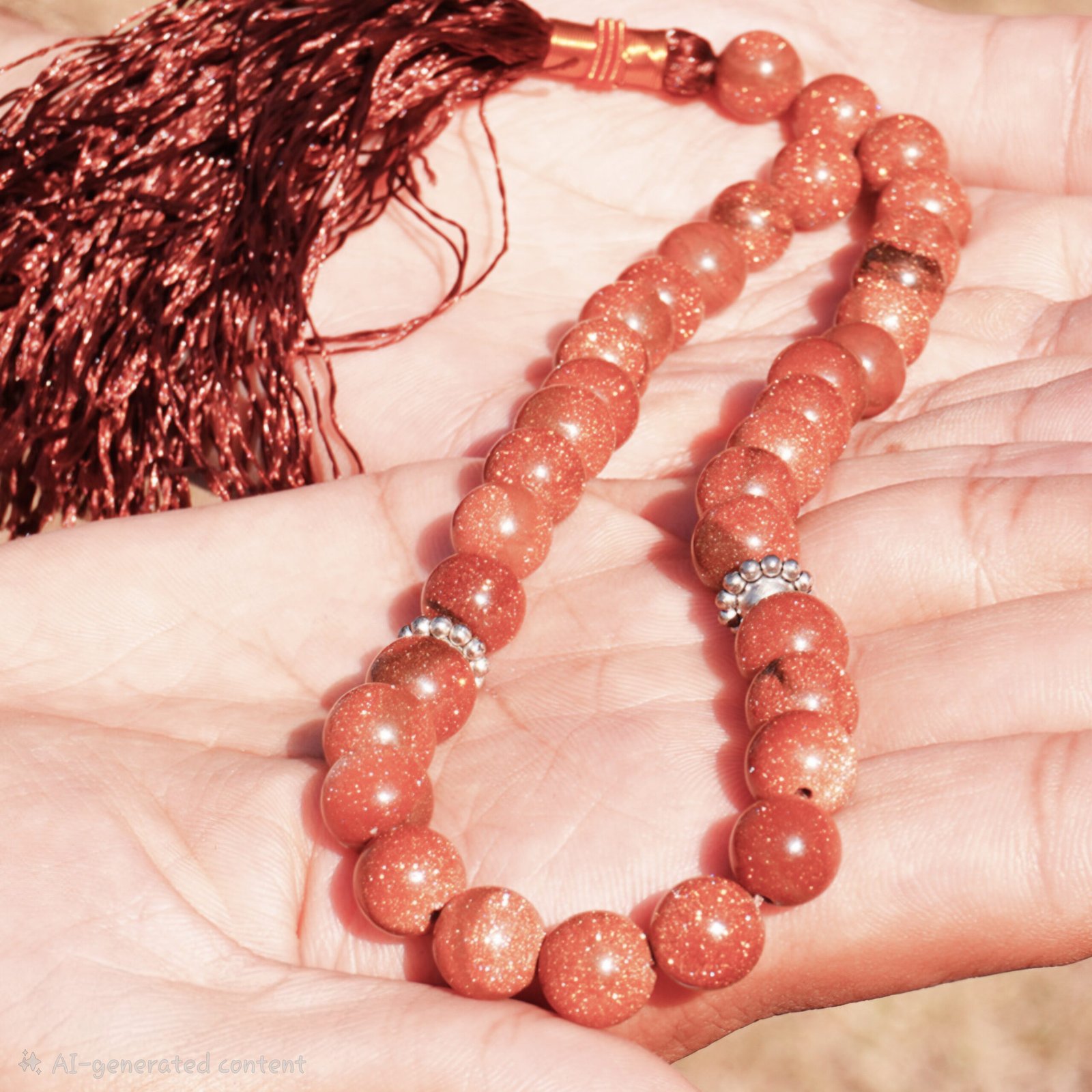 Premium Gold Stone Tasbeeh 33 Beads – Beautiful Islamic Zikr Mala 🕌