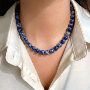 “Handcrafted Sodalite Necklace – Rich Blue Beauty”