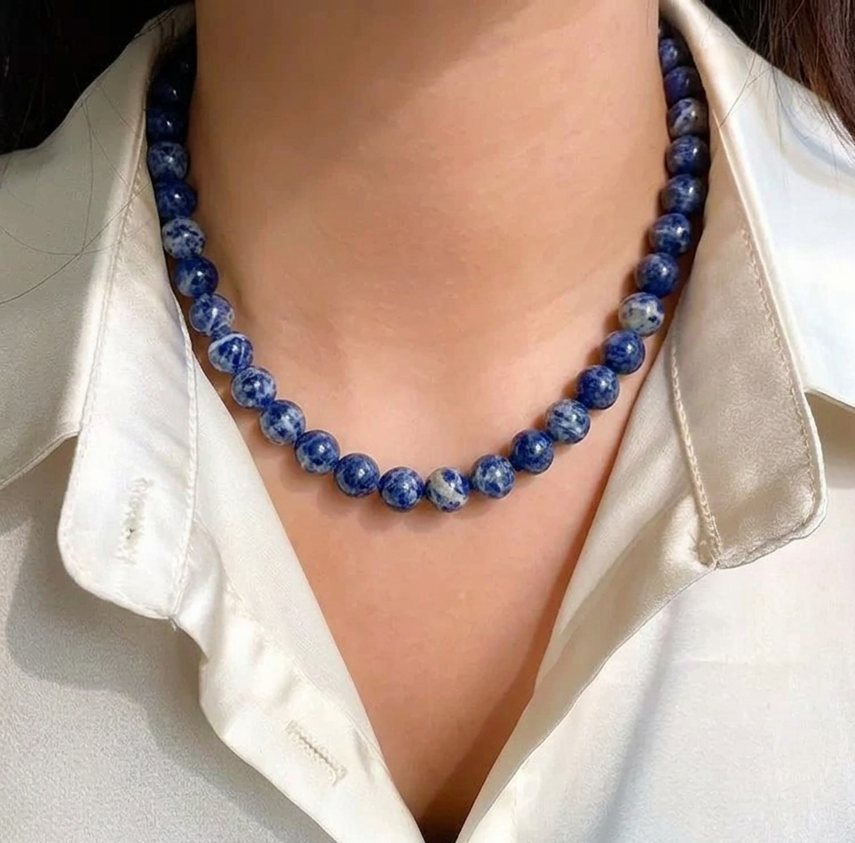“Handcrafted Sodalite Necklace – Rich Blue Beauty”
