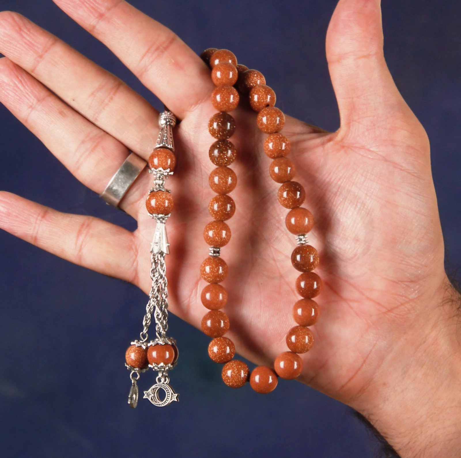 Premium Gold Stone Tasbeeh 33 Beads – Beautiful Islamic Zikr Mala 🕌 - Image 2