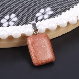 Radiant Glow – Natural Golden Sandstone Pendant Necklace”