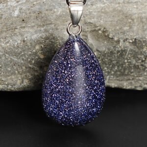Blue Sandstone Pendant – Sparkling Cosmic Stone Necklace