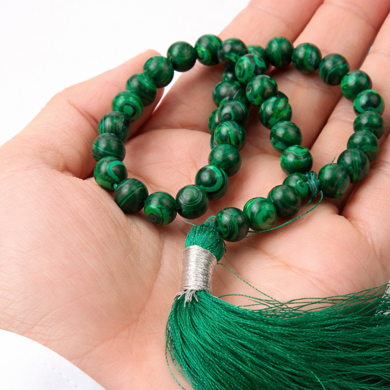 Malachite 33 Beads Tasbeeh – Stylish Islamic Prayer Mala 🕌✨