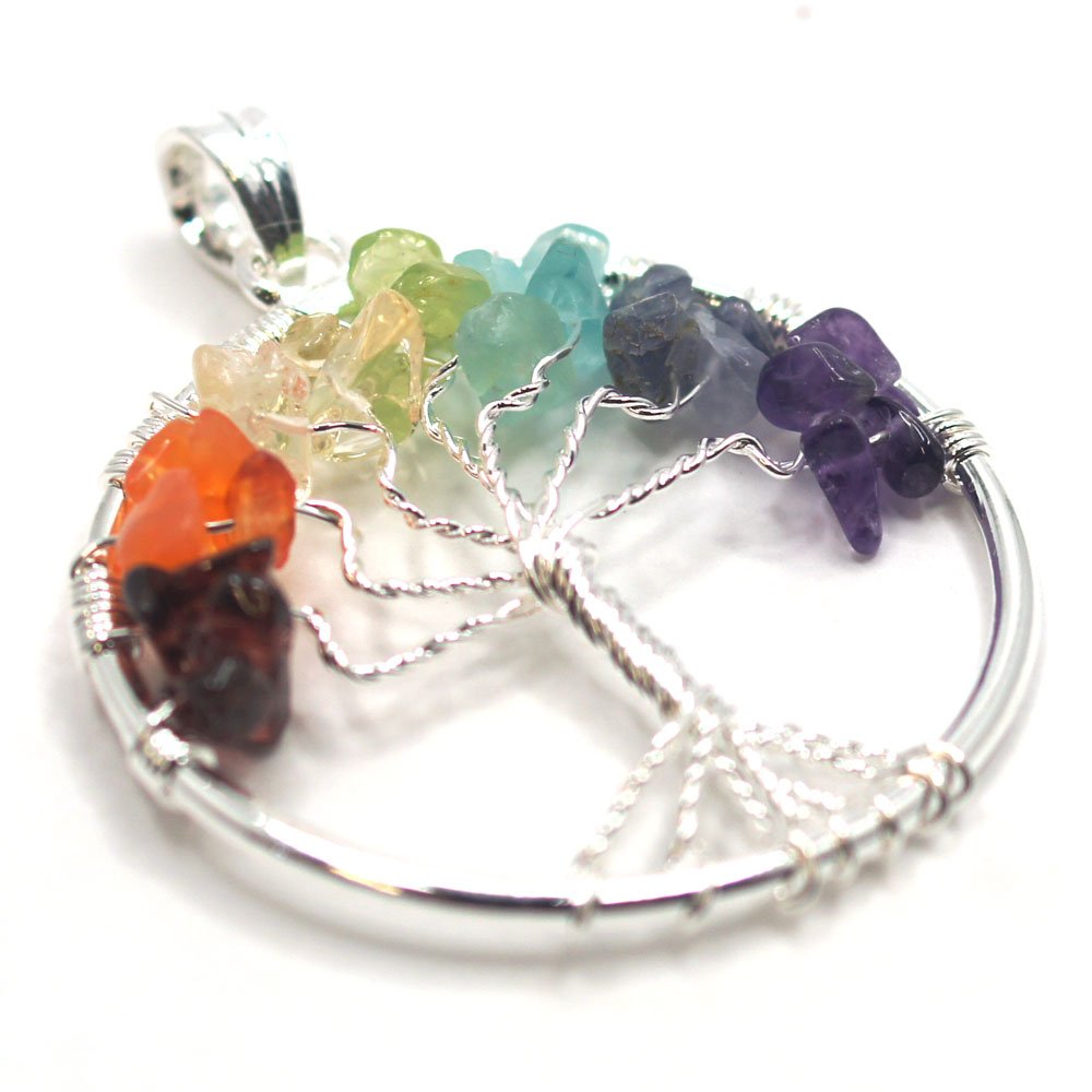 7 Chakra Tree of Life Pendant – Spiritual & Elegant Crystal Necklace ✨ - Image 3