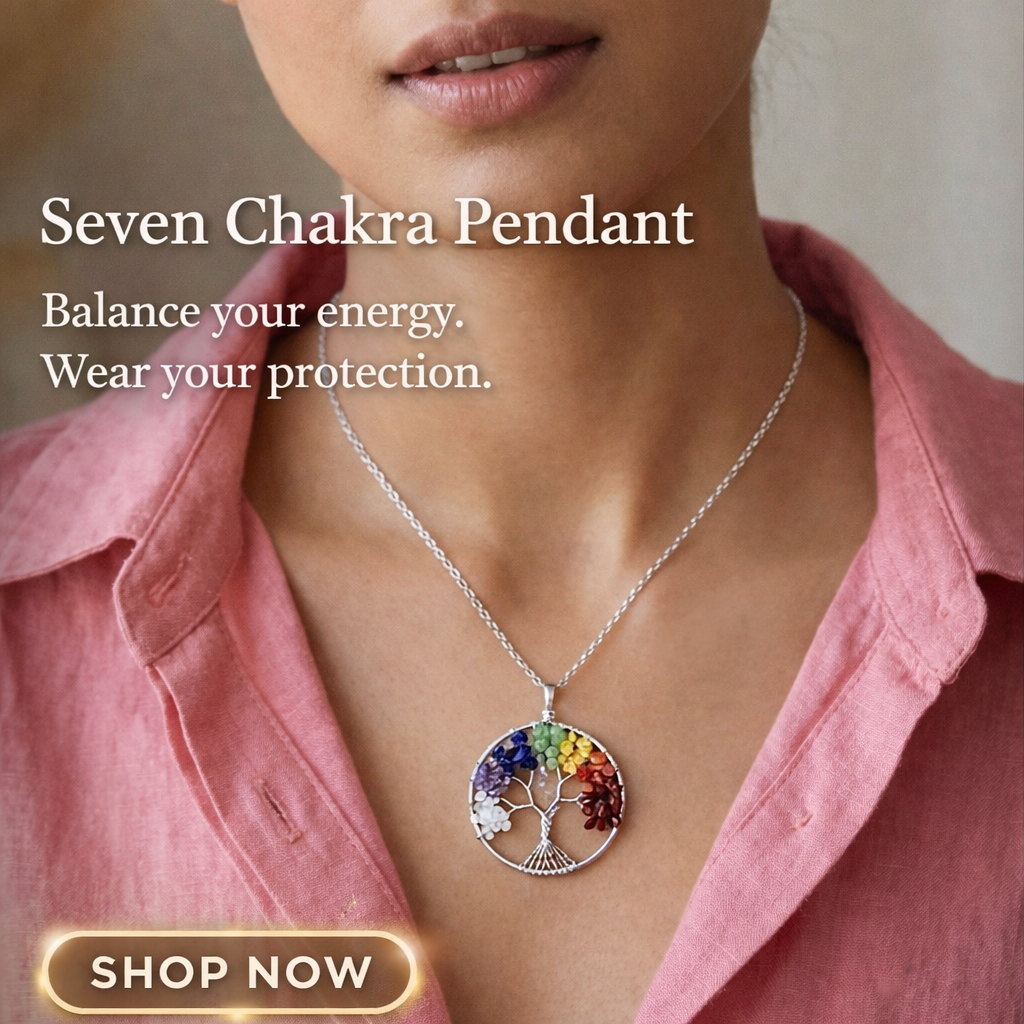 7 Chakra Tree of Life Pendant – Spiritual & Elegant Crystal Necklace ✨ - Image 5