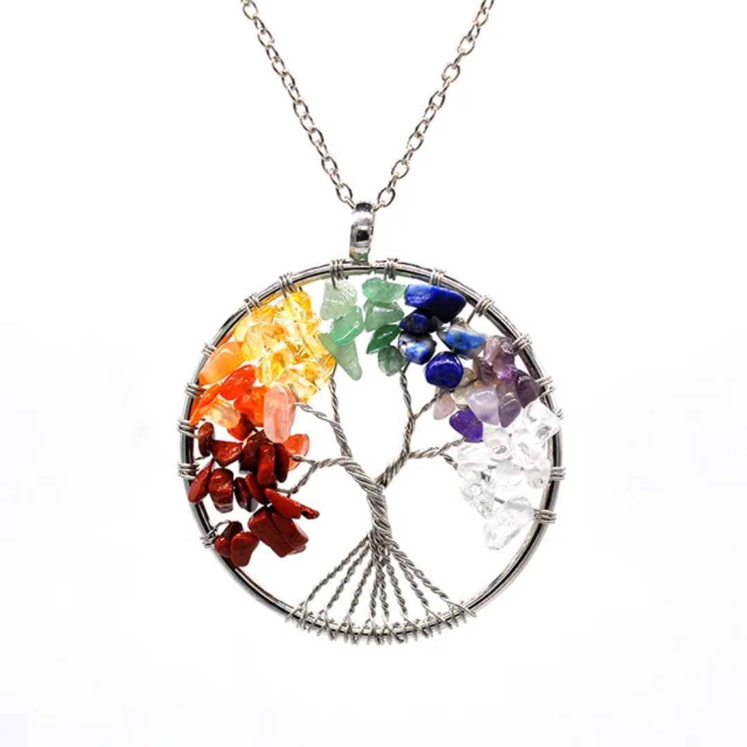 7 Chakra Tree of Life Pendant – Spiritual & Elegant Crystal Necklace ✨ - Image 6